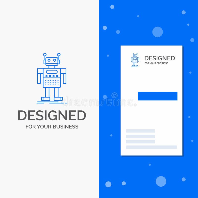 Business Logo for robot, Android, artificial, bot, technology. Vertical Blue Business / Visiting Card template vector illustration