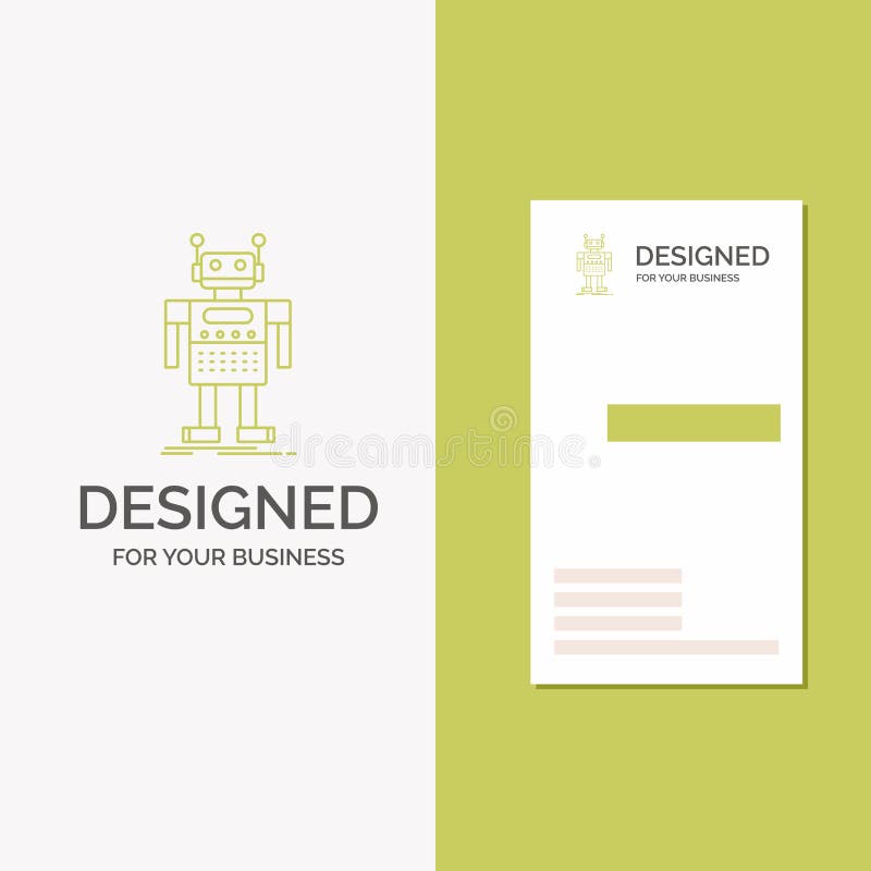 Business Logo for robot, Android, artificial, bot, technology. Vertical Green Business / Visiting Card template. Creative royalty free illustration