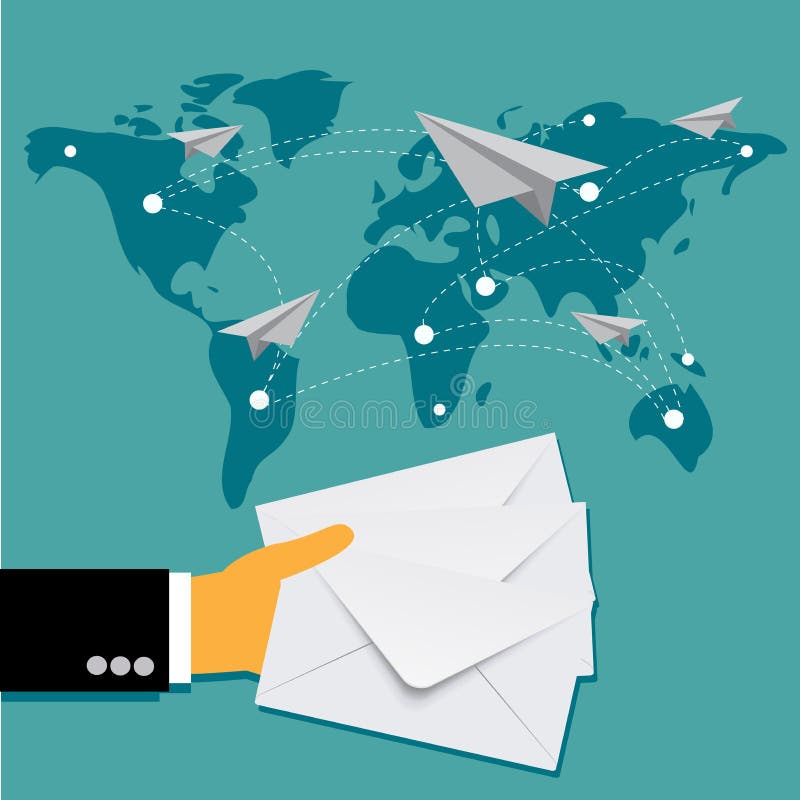 Business Mail Delivery Concept in Flat Design, Vector Stock Vector