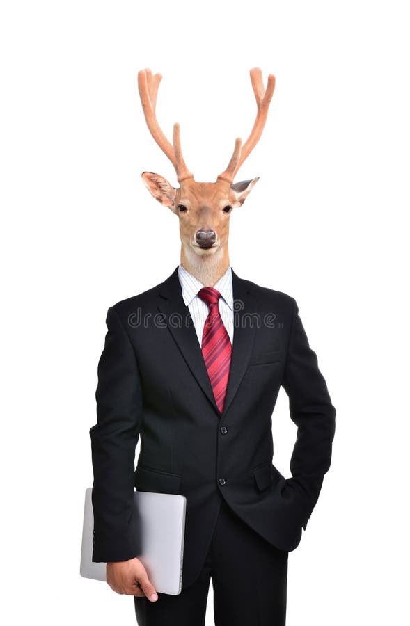 Business man with animal head isolated