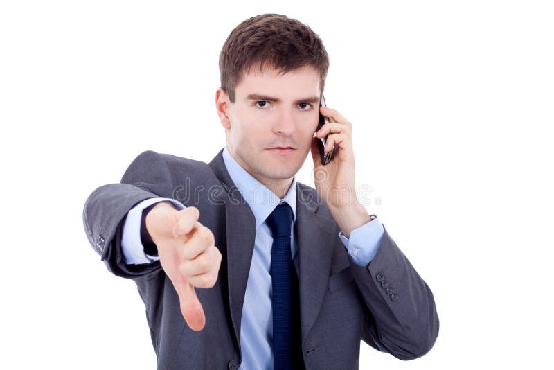 Business man with bad news on phone