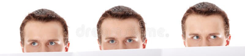 Business man with blank paper stock photos