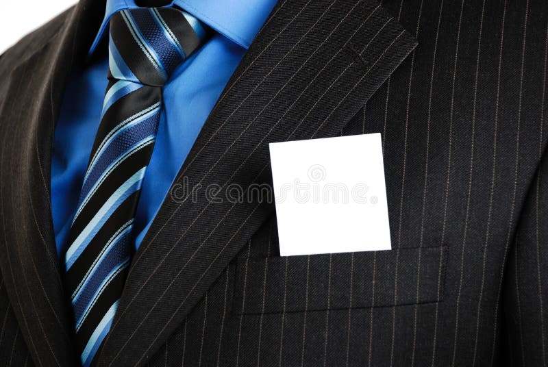 Business man with business card in the pocket