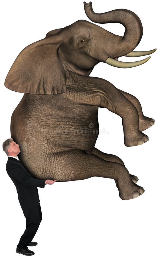 Business Man Carry Elelphant Isolated