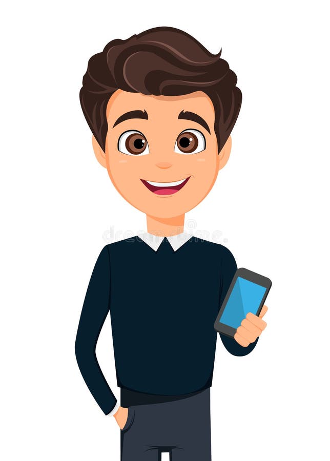 Business Man Cartoon Character. Young Handsome Businessman in Smart Casual Clothes Holding Smartphone Stock Vector - Illustration of director, casual: 90851937 Business Man Cartoon Character. Young Handsome Businessman in Smart Casual Clothes Holding Smartphone Stock Vector - Illustration of director, casual: 90851937