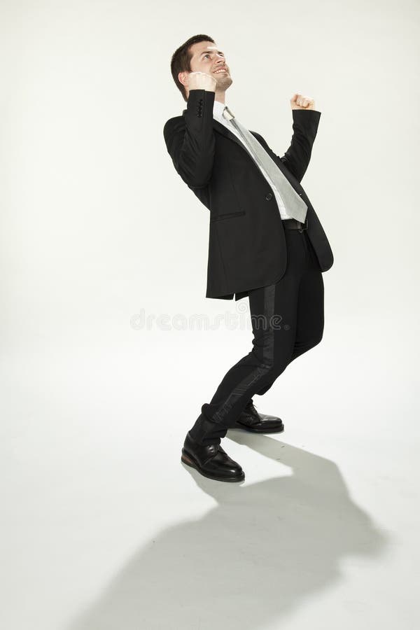 Business Man Cheering, Happy of His Success Stock Photo - Image of arms ...