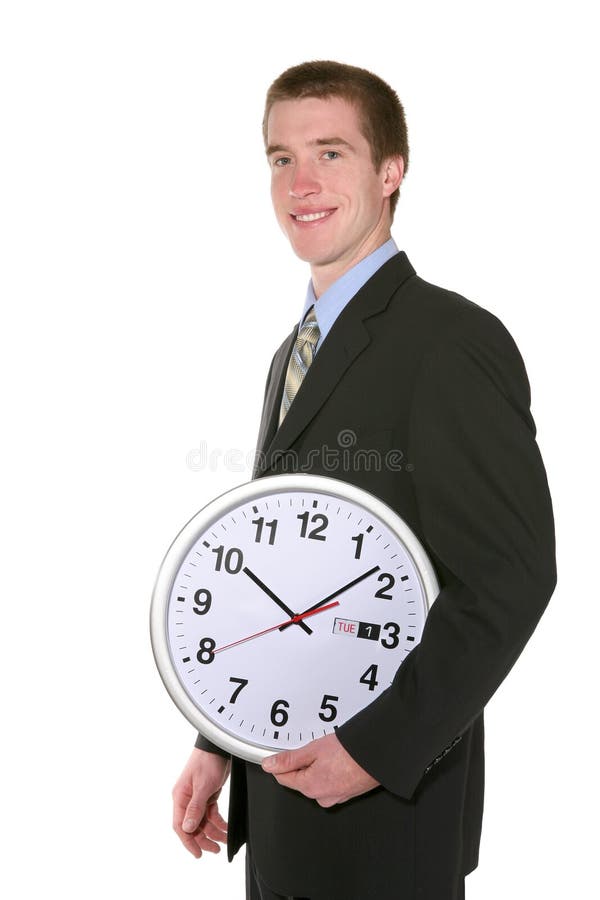 Business Man with Clock stock photos Business Man with Clock stock photos