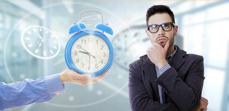 Business man and clock stock photos Business man and clock stock photos