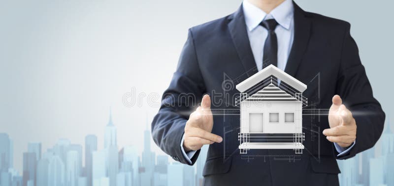 Business man create design house or home, architecture concept
