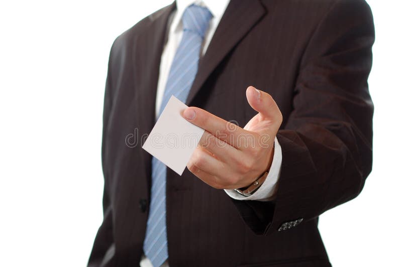 Business man giving a business card