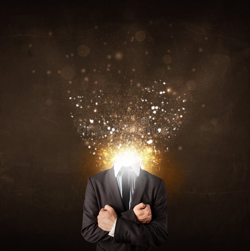 Business man with glowing exploding head royalty free stock image Business man with glowing exploding head royalty free stock image