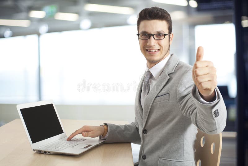 Business man hand with thumb up stock image