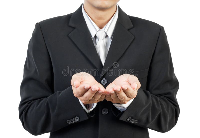 Business man and hands holding