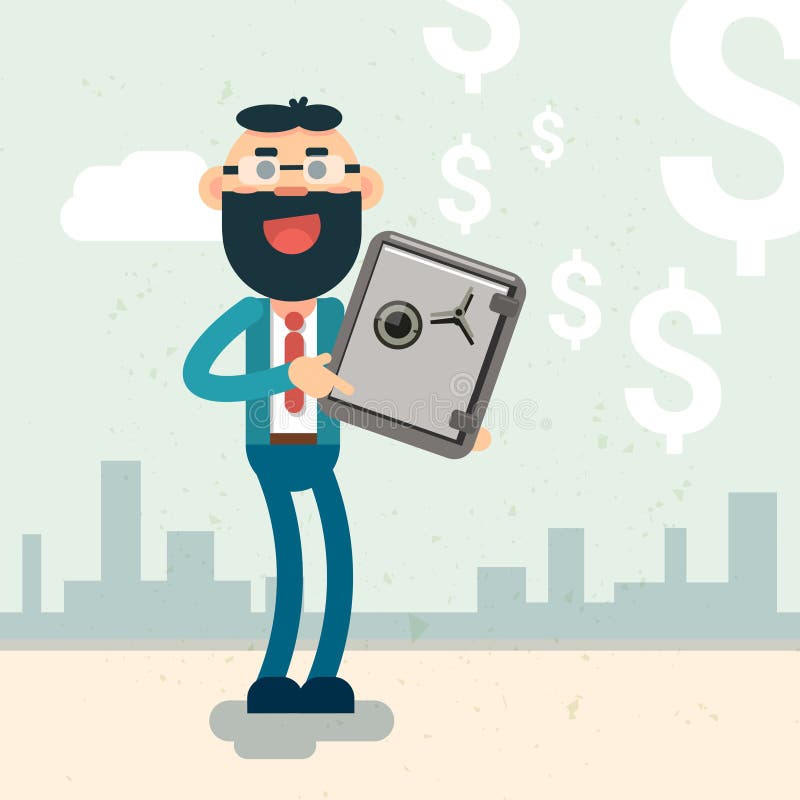 Business Man Hold Safe Money Security Concept royalty free illustration