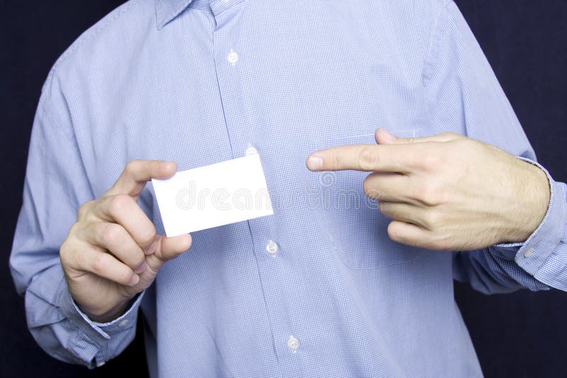 Business man holding blank card