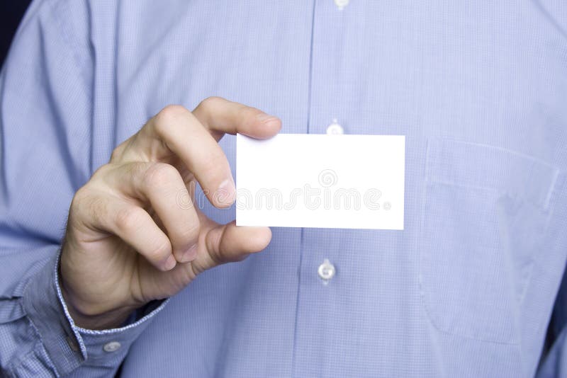 Business man holding blank card