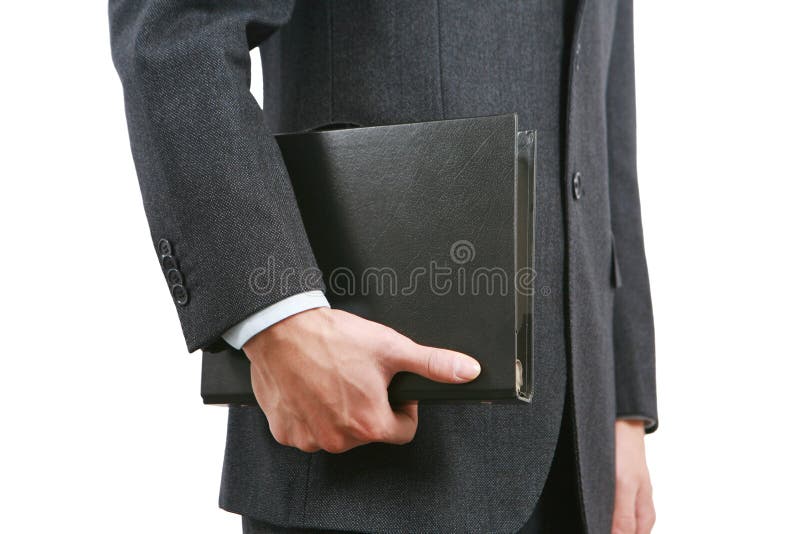 Business man holding book