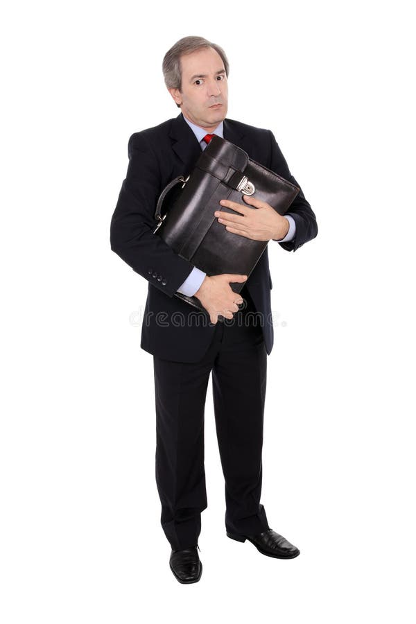 Business Man Holding Briefcase Stock Image Image of business, serious