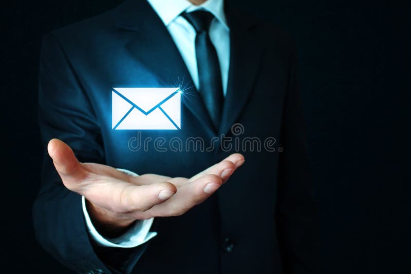 Man holding email symbol. royalty free stock image Man holding email symbol. royalty free stock image