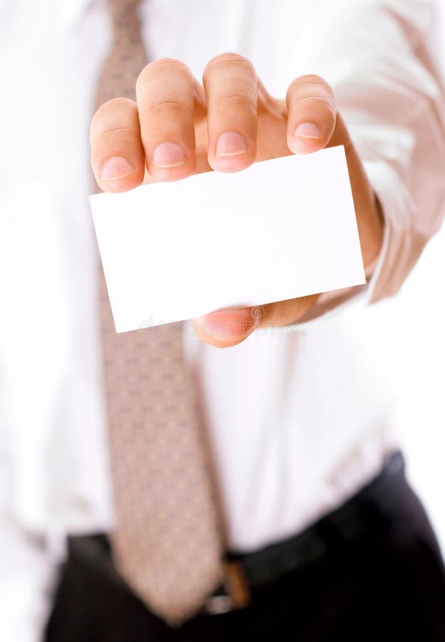 Business man holding visiting card