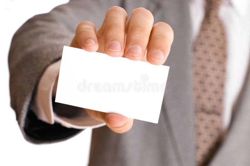 Business man holding visiting card