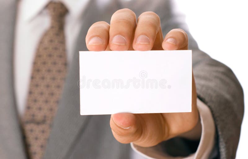 Business man holding visiting card