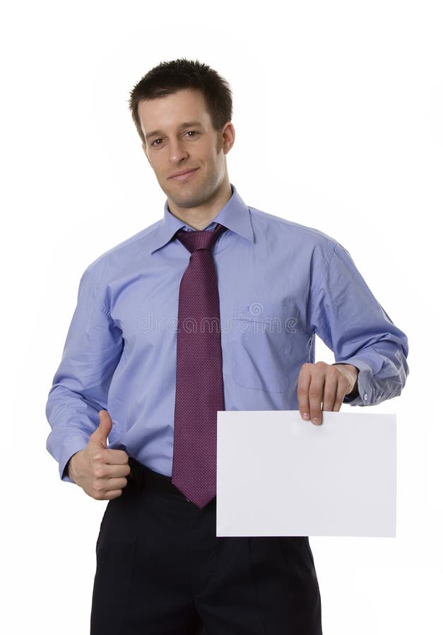 Business Man Holding A White Paper Stock Image Image 9828423