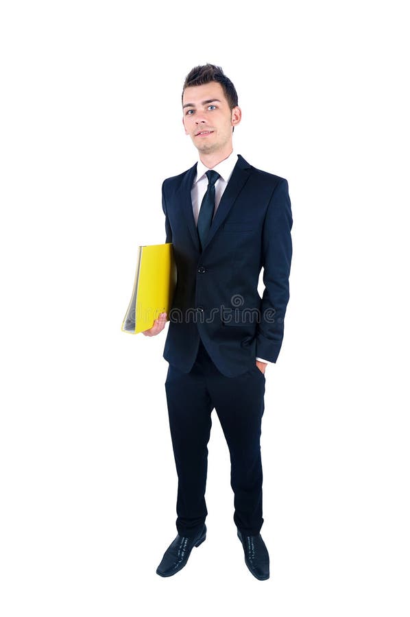 Isolated young business man with folder. Isolated young business man with folder