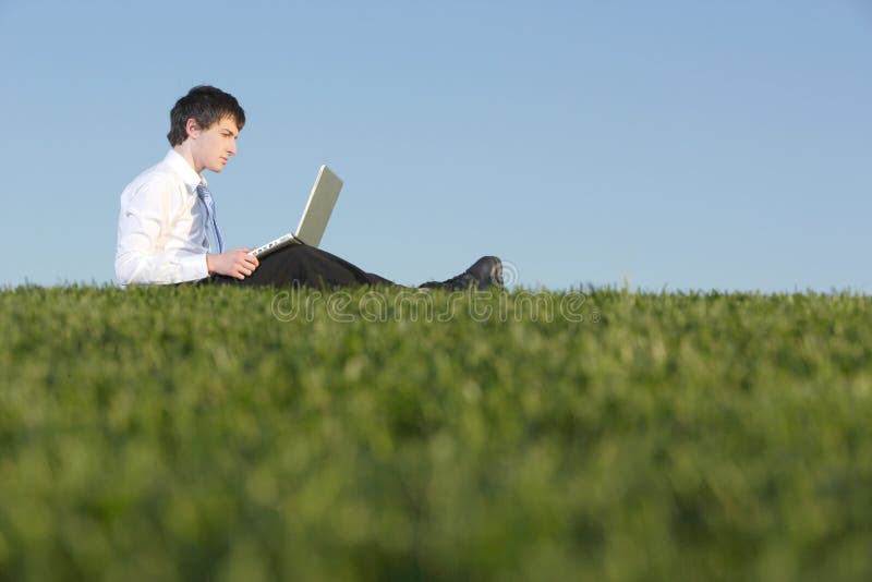 Business man on a laptop