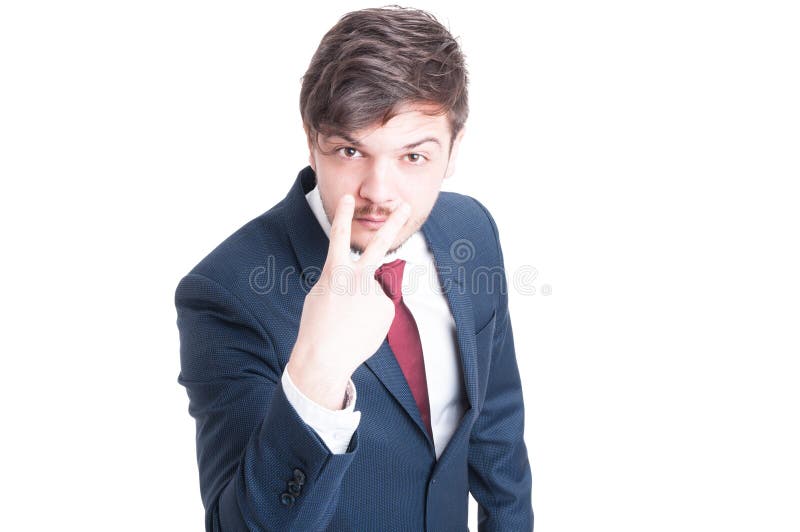 Business Man Making Look into My Eyes Gesture Stock Photo - Image of