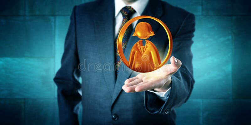 Business Man Offering A Female Office Worker Icon royalty free stock photography Business Man Offering A Female Office Worker Icon royalty free stock photography