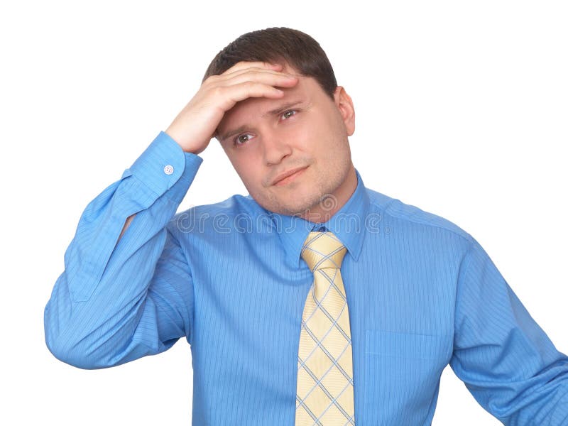 Business man ponders his a problem