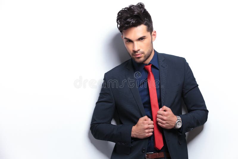 Business Man Poses With Hands On Lapels Stock Photo - Image of look ...