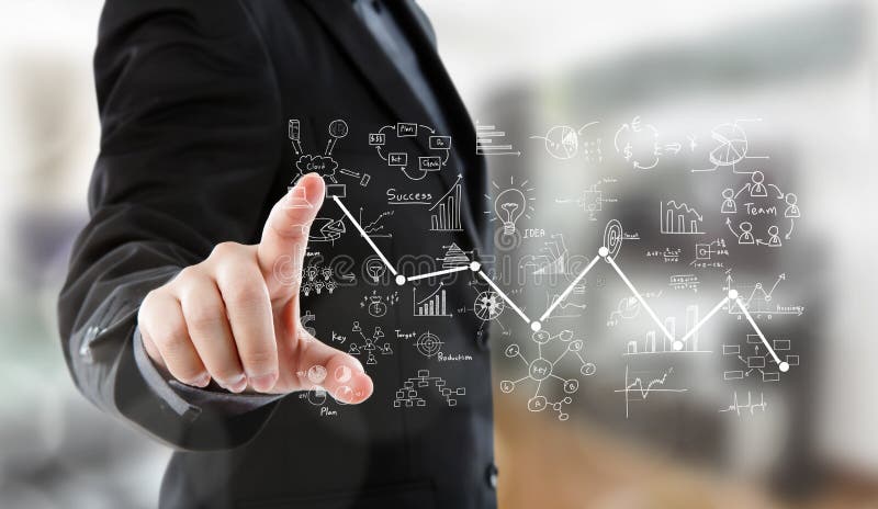 Business man pressing high tech type of modern graph
