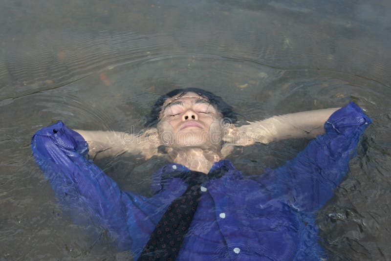 Business Man Putting Head in Water Stock Image Image of meditation
