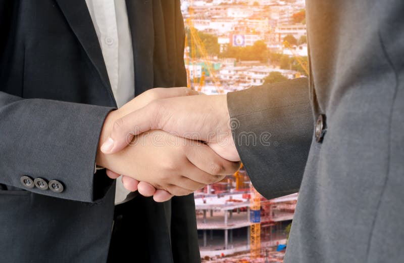 Business Man Shaking Hand with Construction Site,business Concept Stock Image Image of