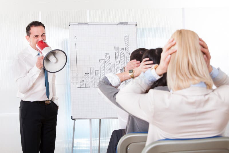 Business Man Shouting In Megaphone stock image Business Man Shouting In Megaphone stock image