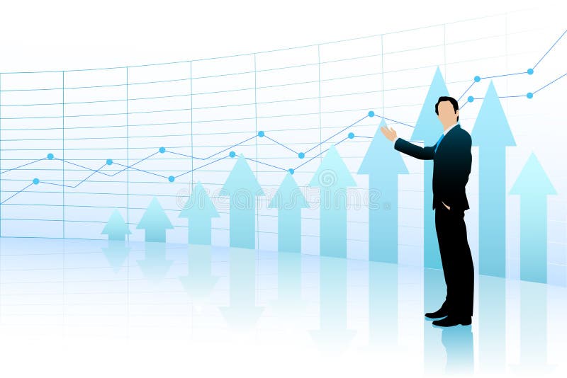 Business Man showing Bar Graph