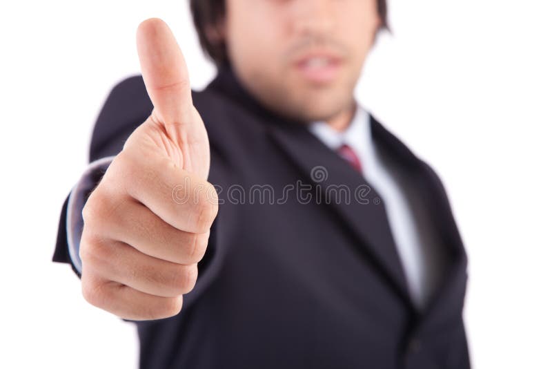 Business man showing thumb up