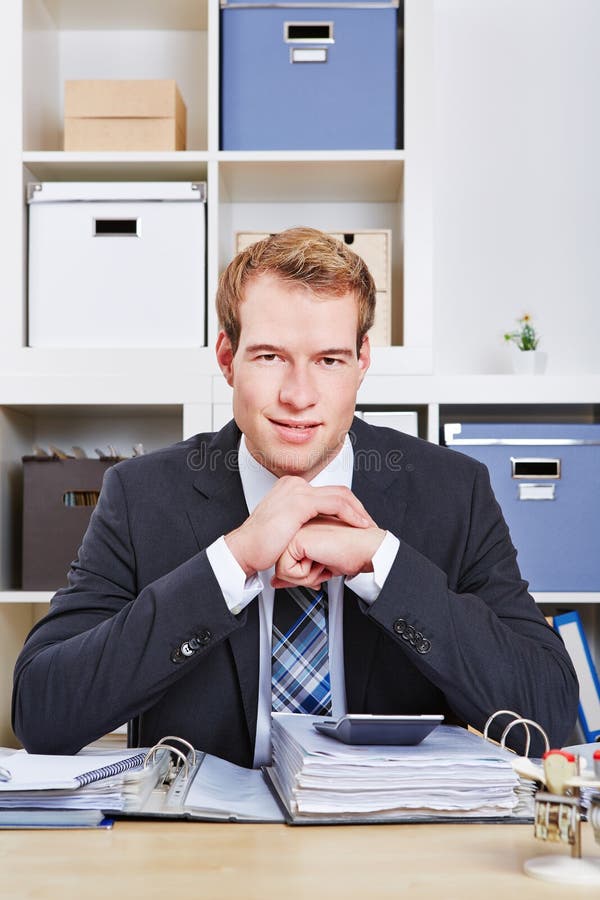 Business Man Sitting at Desk Stock Image Image of learn, people 34793823