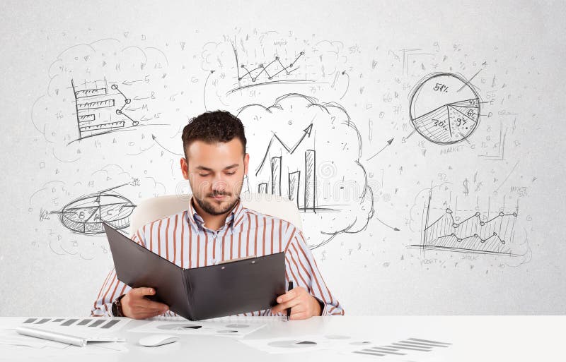 Business man sitting at table royalty free stock photography