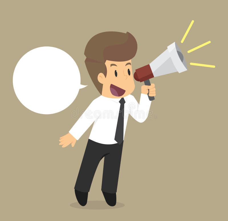 Business Man Speaking through Megaphone Stock Vector Illustration of