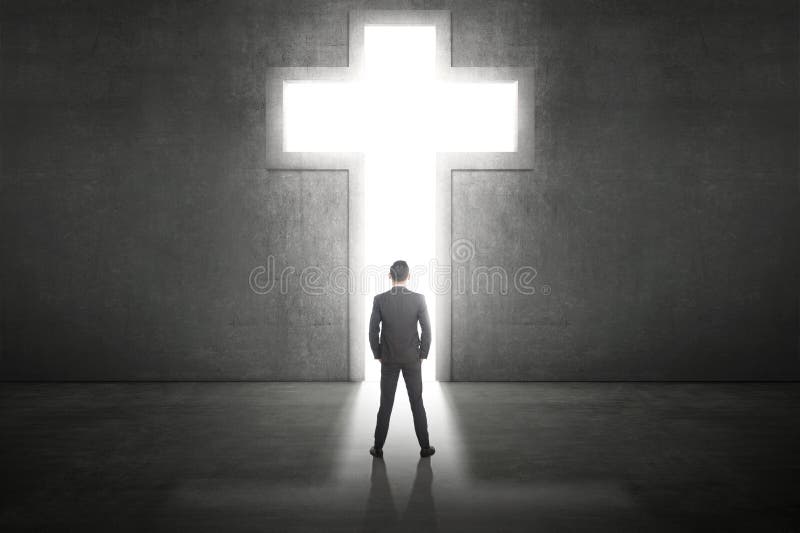 Person Standing Front Cross Worship Stock Photos - Free & Royalty