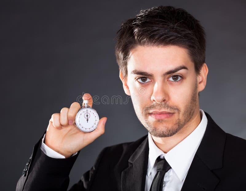 Business Man with Stop Watch Stock Photo Image of handsome, artifact