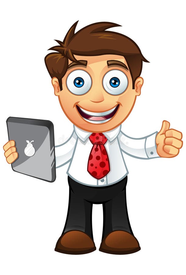 Business Man - Thumbs Up With Tablet vector illustration