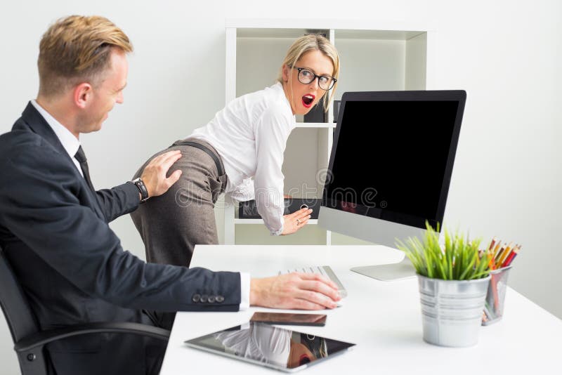 Business Man Touching Secretaries Stock Image Image Of