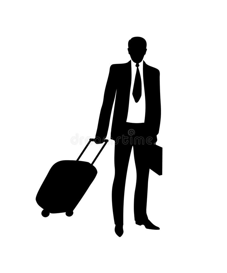 Business man with travel bag.Vector illustration.