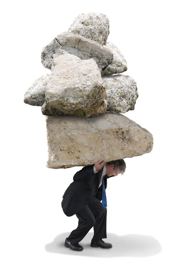 Business Man Under Pressure and Stress Rocks Stock Image - Image