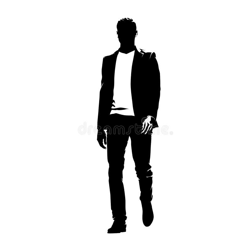 Man Silhouette Walking on Abstract Red Background Stock Image - Image