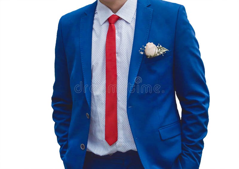Rasende Thanksgiving dyb Business Man in White Shirt, Blue Suit and Red Tie on White Background  Isolated Stock Image - Image of businessman, adult: 223332999